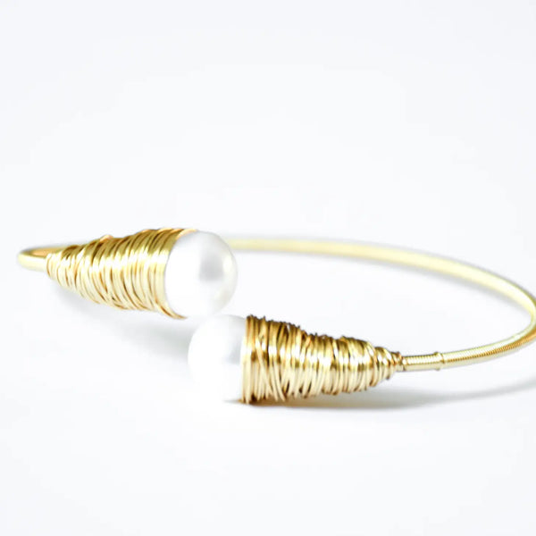 Wire Pearl Bangle Bracelet