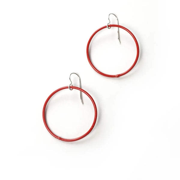 Medium Evident Earrings in Coral Red