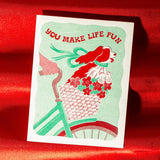 You Make Life Fun Dog Risograph Greeting Card