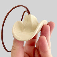 Ceramic Cowboy Hat Ornament — Clear Parchment