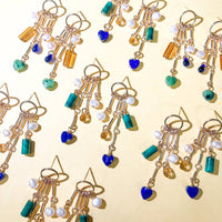 Charm Earrings in Ruby Zoisite, Pearl, and Vintage Glass