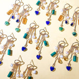 Charm Earrings in Ruby Zoisite, Pearl, and Vintage Glass
