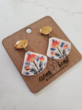 Folk Floral Porcelain Dangle Earrings