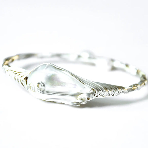 Silver Bracelet with Keshi Pearl