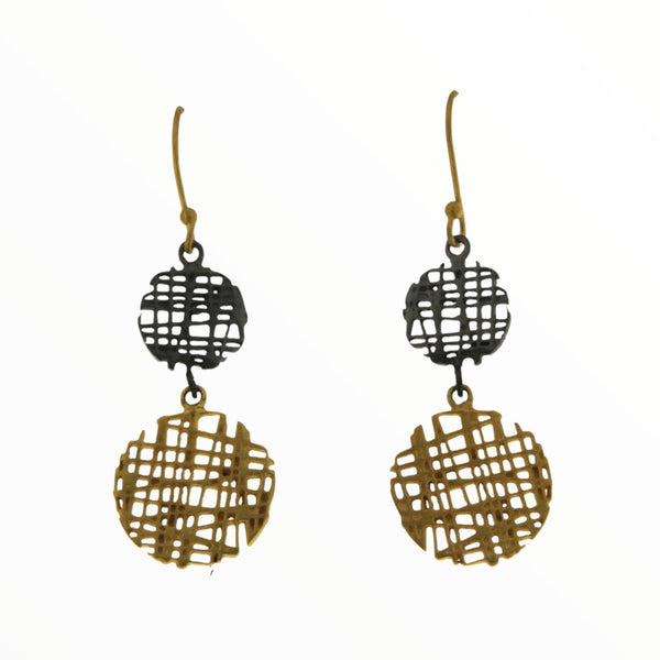 Crosshatched Circle Earrings