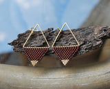 Chocolate Brown and Gold Minimalist Geometric Earrings