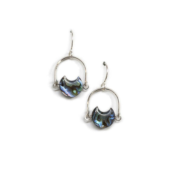 Silver Mini Eclipse Earrings in Abalone