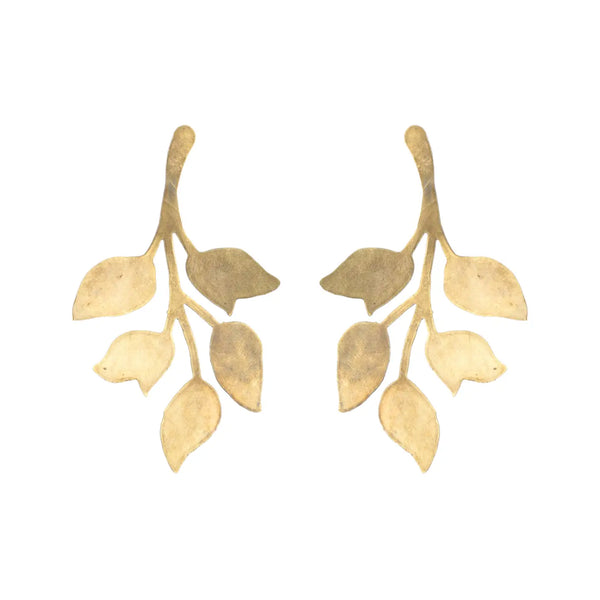 Single Gold Ophelia Leaf Earrings