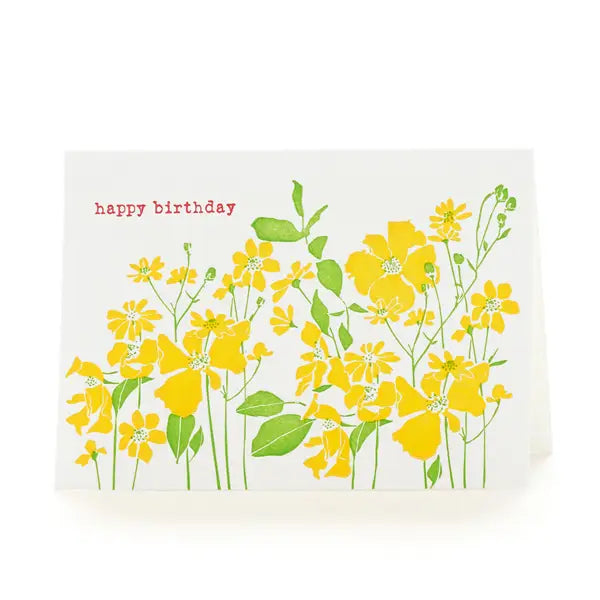 Yellow Flowers Birthday Note Card