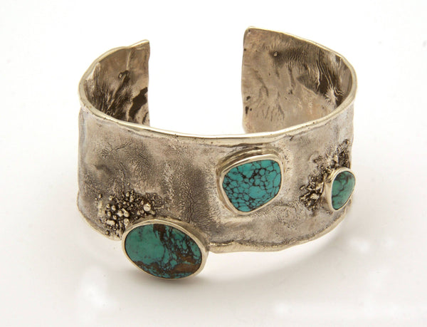 Reticulated Cuff with Turquoise Stones