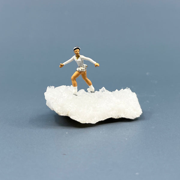 Geode Sculpture: Ice Skater in White Dress