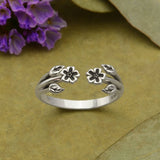 Sterling Silver Adjustable Tiny Flowers Ring