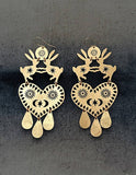 Dancing Hares Brass Earrings