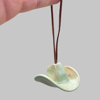 Ceramic Cowboy Hat Ornament — Sage Green
