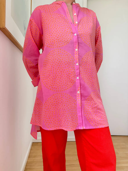 Long Cotton Button-Down Shirt