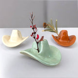 Small Ceramic Cowboy Hat Home Decor - Saddle Brown Glaze