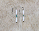 White, Silver, and Turquoise Ojibwe Ombré Dangle Earrings