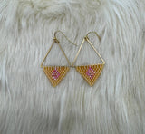 Mandarin Orange and Pink Geometric Earrings
