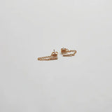 Gold Chain Huggie with Pave Bar Studs