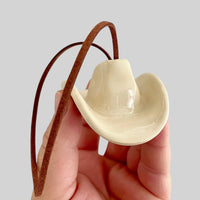 Ceramic Cowboy Hat Ornament — Clear Parchment