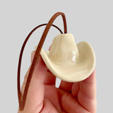 Ceramic Cowboy Hat Ornament — Clear Parchment