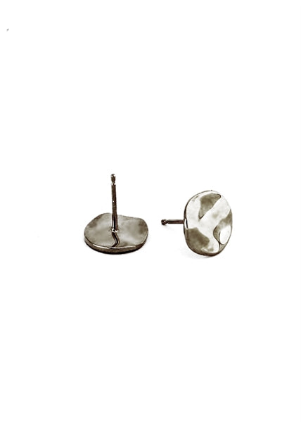 Coin Hammered Stud - Sterling Silver Polished