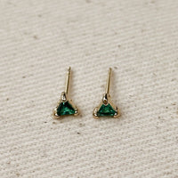 Mini Colored CZ Triangle Stud