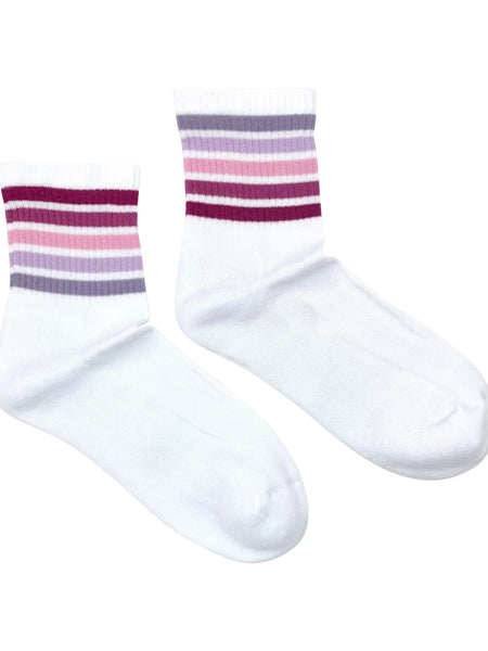 Purple Stripe Athletic Socks