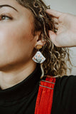 Folk Floral Porcelain Dangle Earrings