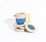 Multicolor Ceramic Coaster Set