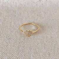 18k Gold Filled Dainty Cubic Zirconia Heart Ring