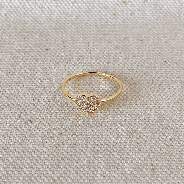 18k Gold Filled Dainty Cubic Zirconia Heart Ring