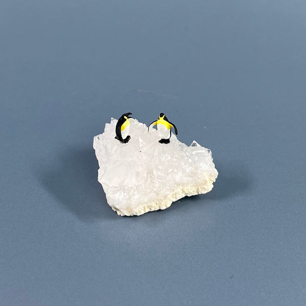 Geode Sculpture with Two Small Penguins