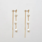 Gold Pearl Chain Earrings