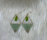 Peridot Colored Crystal Geometric Triangle Earrings