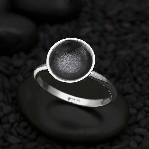 Oxidized Cupped Circle Ring
