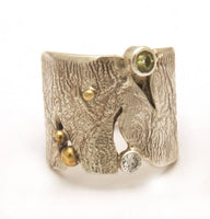 Reticulated Ring with Peridot