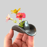 Small Ceramic Cowboy Hat Weed Vase Home Decor - Black Gold