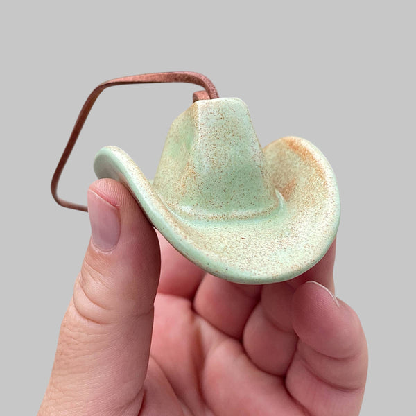 Ceramic Cowboy Hat Ornament — Sage Green