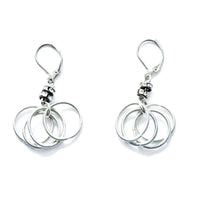 Piano Wire Loop Earrings with Crystal Beads