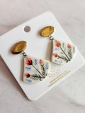 Folk Floral Porcelain Dangle Earrings