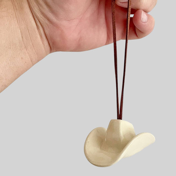 Ceramic Cowboy Hat Ornament — Clear Parchment
