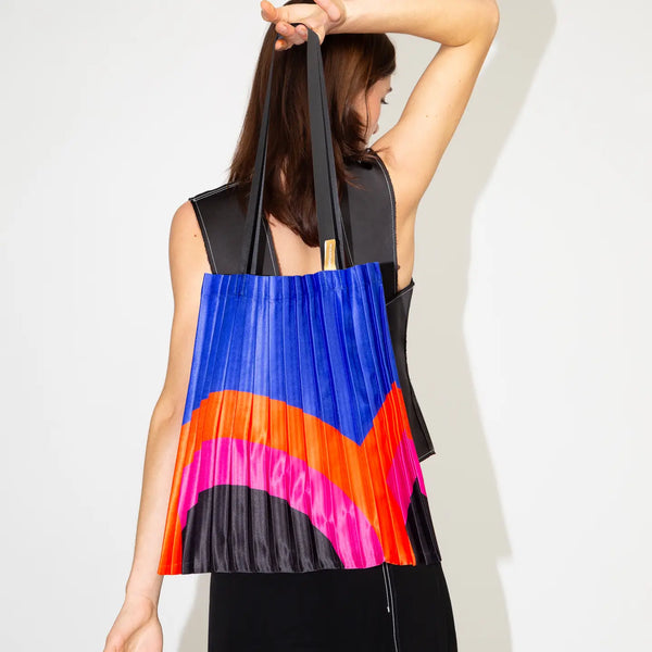 Satin Pleated Tote Bag Rainbow