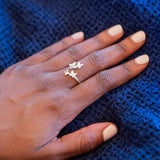 Sterling Silver Adjustable Butterfly Cluster Ring