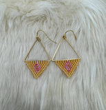 Mandarin Orange and Pink Geometric Earrings