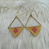 Mandarin Orange and Pink Geometric Earrings