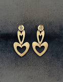 Small Open Hearts Brass Earrings