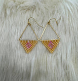 Mandarin Orange and Pink Geometric Earrings