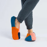 Quattro Knit Slippers: Navy/Flame