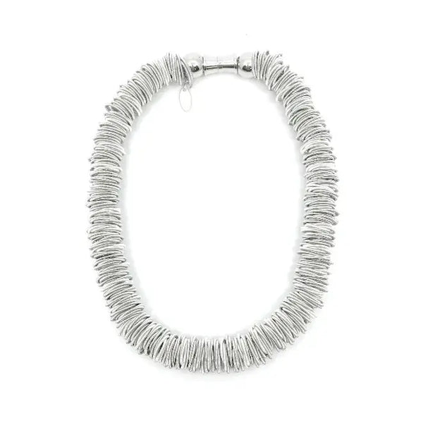 Silver & White Spring Ring Necklace